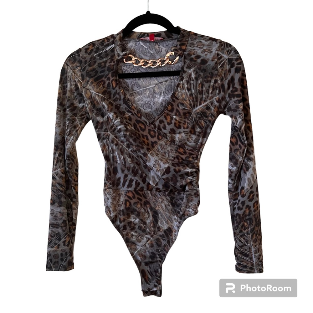Cheetah print thong bodysuit